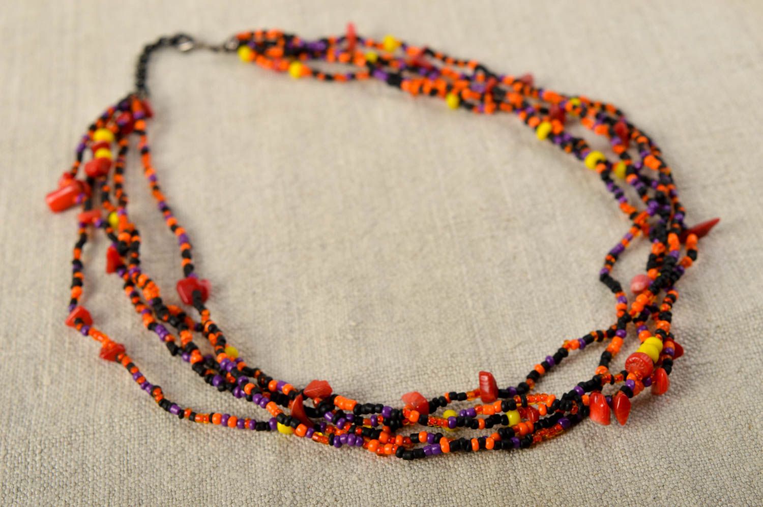 Unusual handmade beaded necklace multirow bead necklace bead weaving ideas photo 1