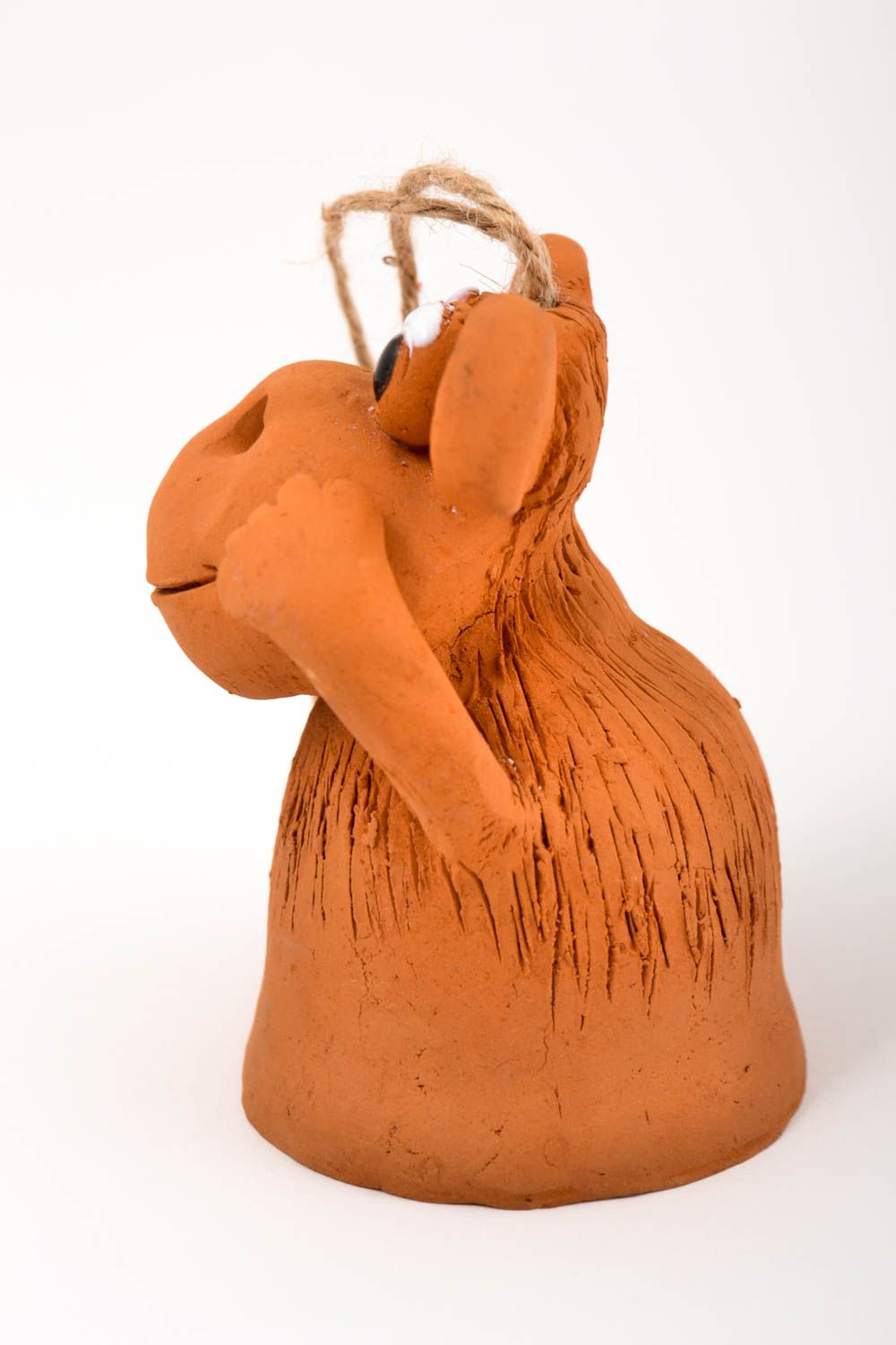 Ton Glöckchen handmade Deko Figur aus Ton Affe Glöckchen Keramik für Interieur foto 3