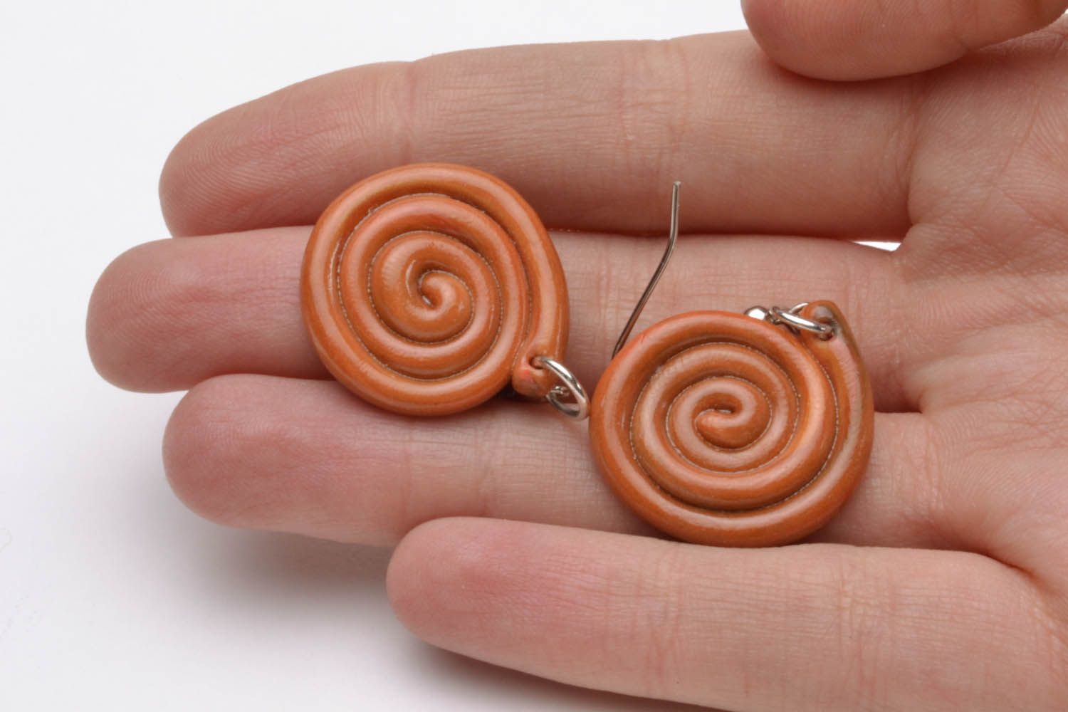 Polymer clay earrings Spiral photo 5