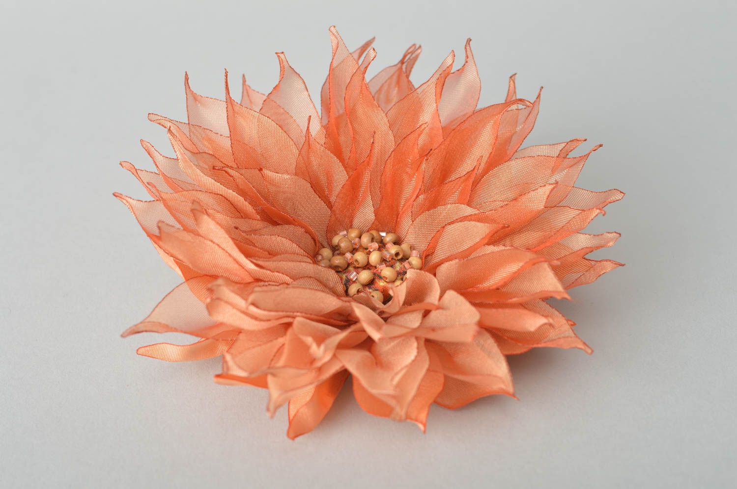 Pinza para el pelo hecha a mano broche artesanal regalo original Flor naranja foto 2