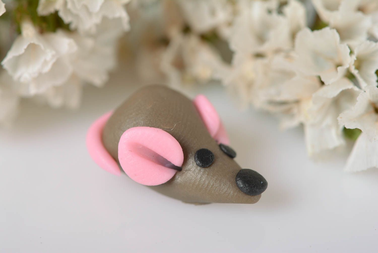 Игрушка из полимерной глины фигурка ручной работы фигурка животных мышонок фото 4
