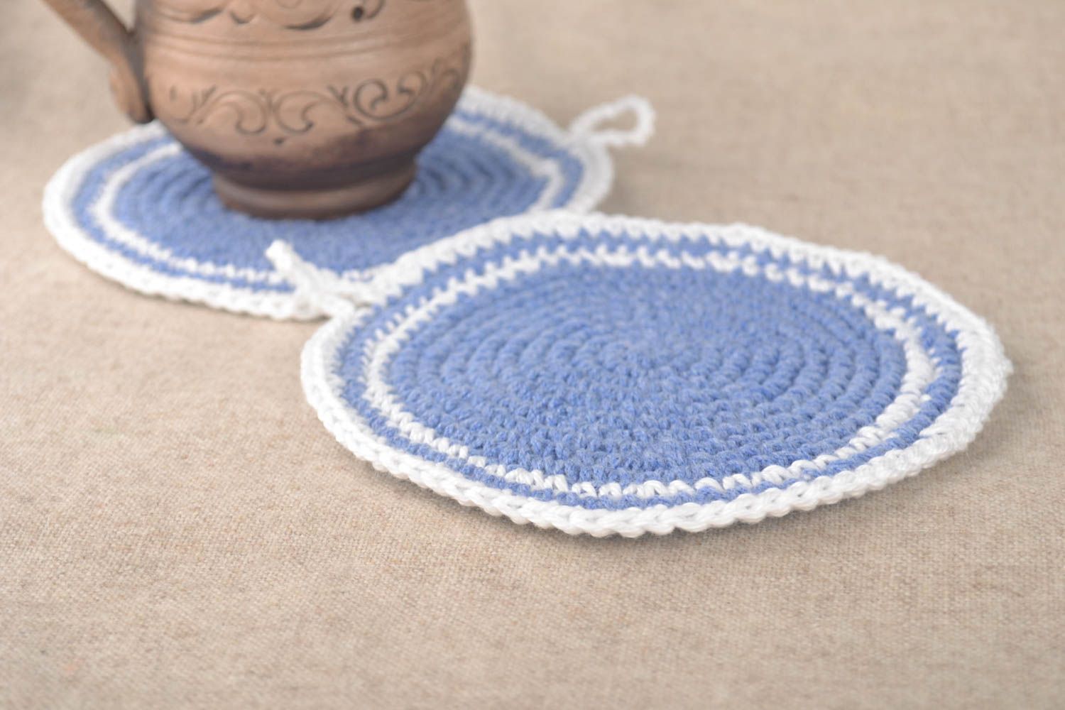 Beautiful handmade crochey coaster hot pads 2 pieces kitchen design photo 1