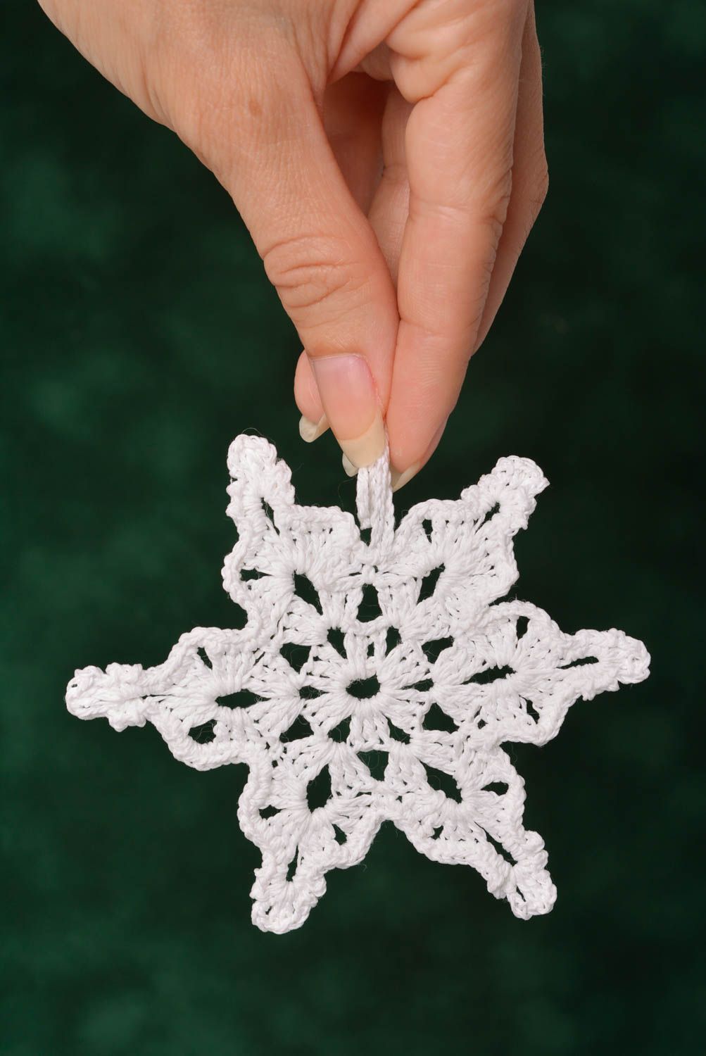 Handmade Christmas toy decorative pendant crocheted snowflake New Year toy photo 3