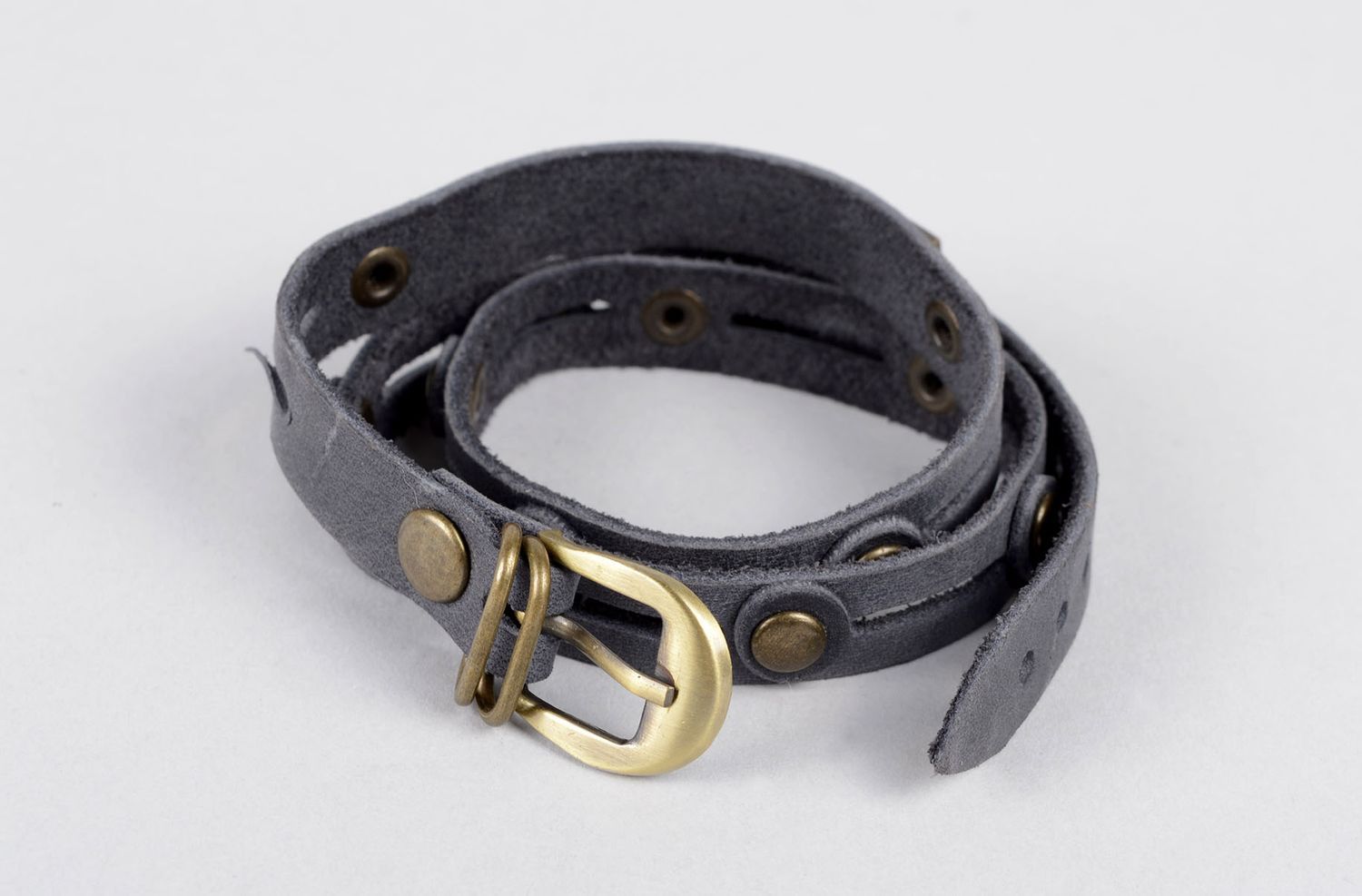 Bracelet en cuir gris Bijou fait main unisexe avec métal Cadeau original photo 2