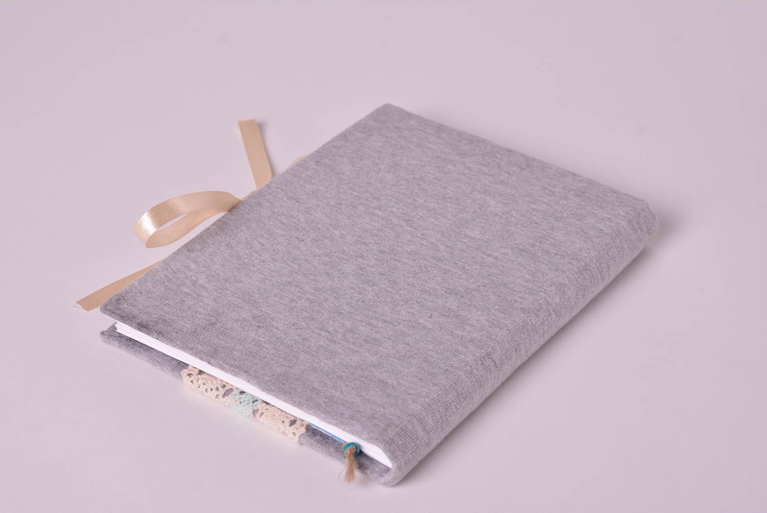 Handmade notebook handmade sketchbook gray notepad with lace cover cute notebook photo 4