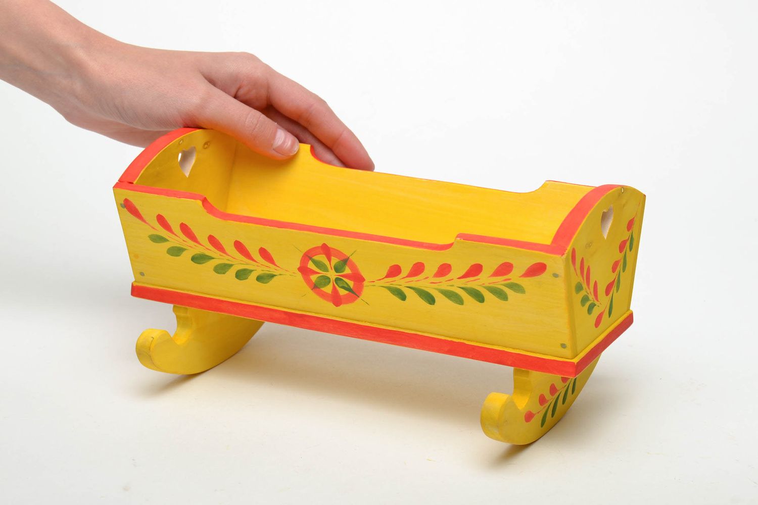 Wooden toy with ethnic Ukrainian painting Cradle photo 5