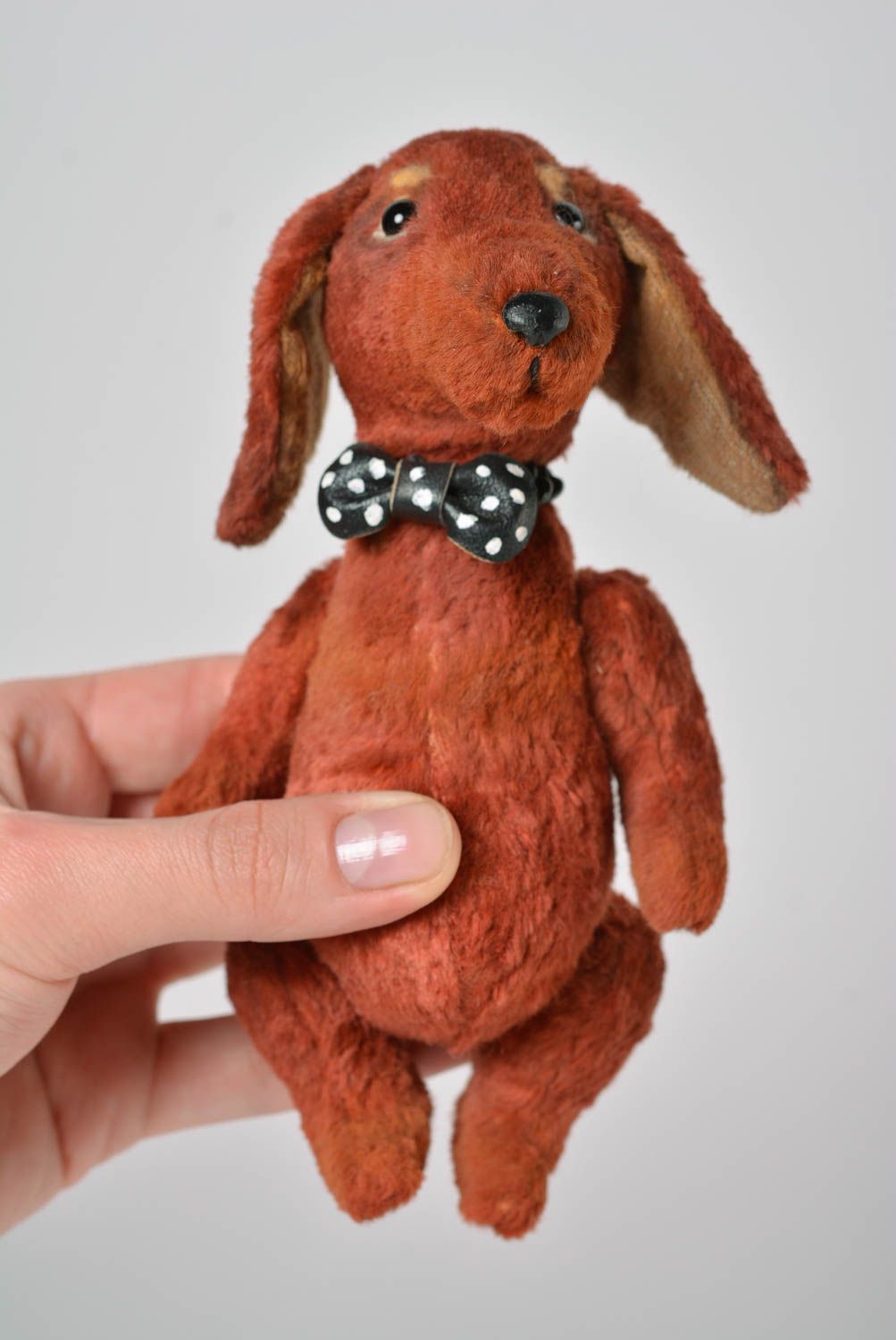 Peluche de animal hecho a mano juguete de tela regalo original Perro salchicha  foto 5