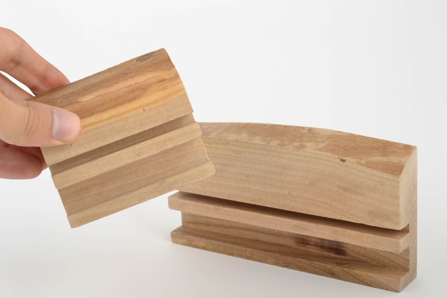 Stilvolle handgemachte Holz Ständer für Handy und Tablett Set 2 Stück  foto 5