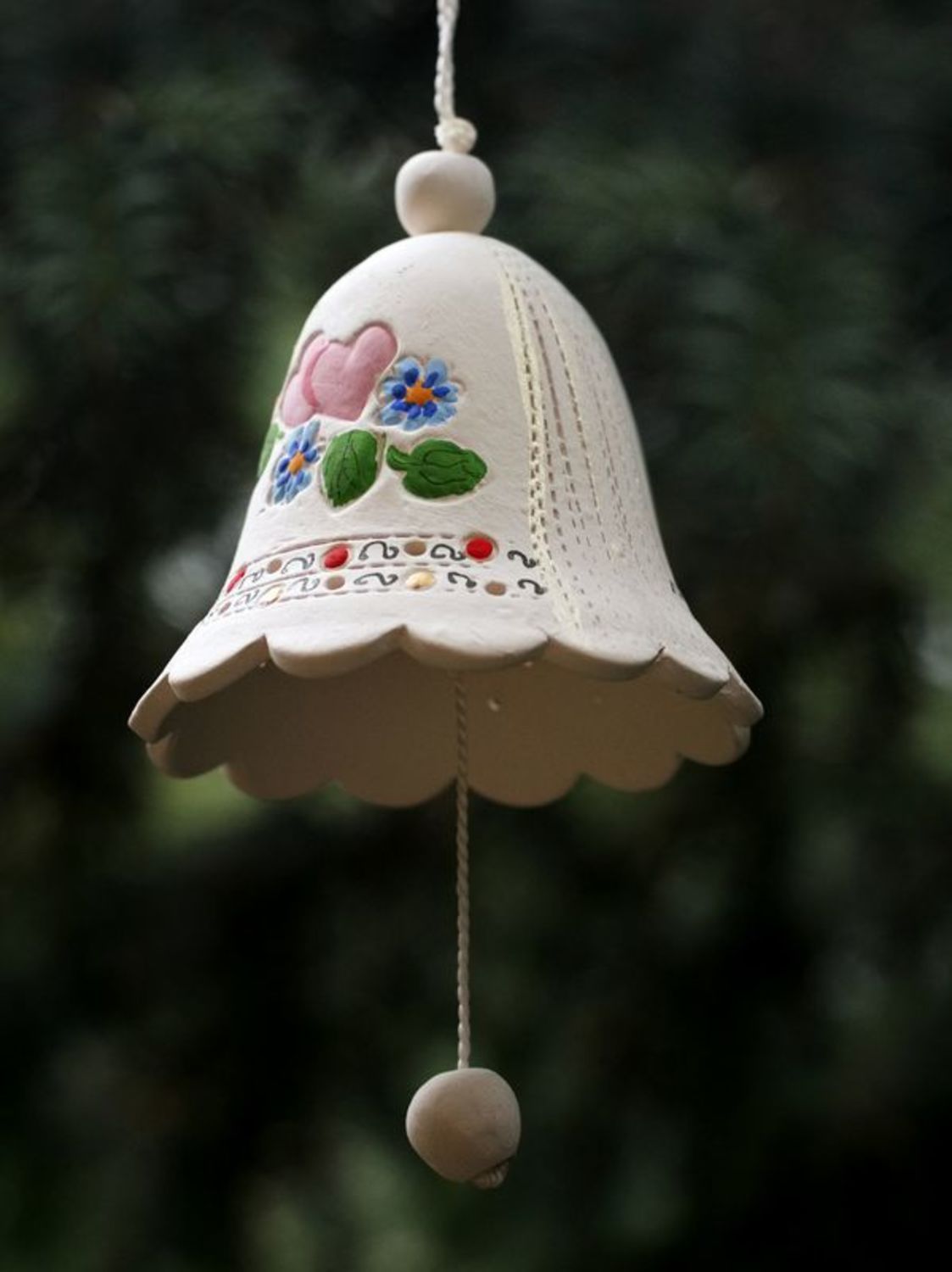 Clochette céramique artisanale Papillon et coeurs photo 2
