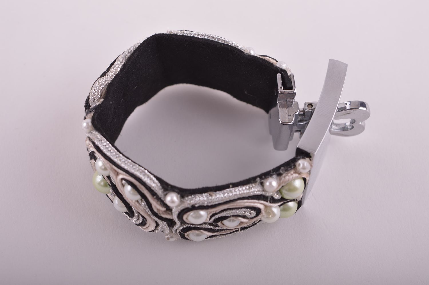 Handmade bracelet soutache bracelet wide embroidered bracelet women gifts   photo 4