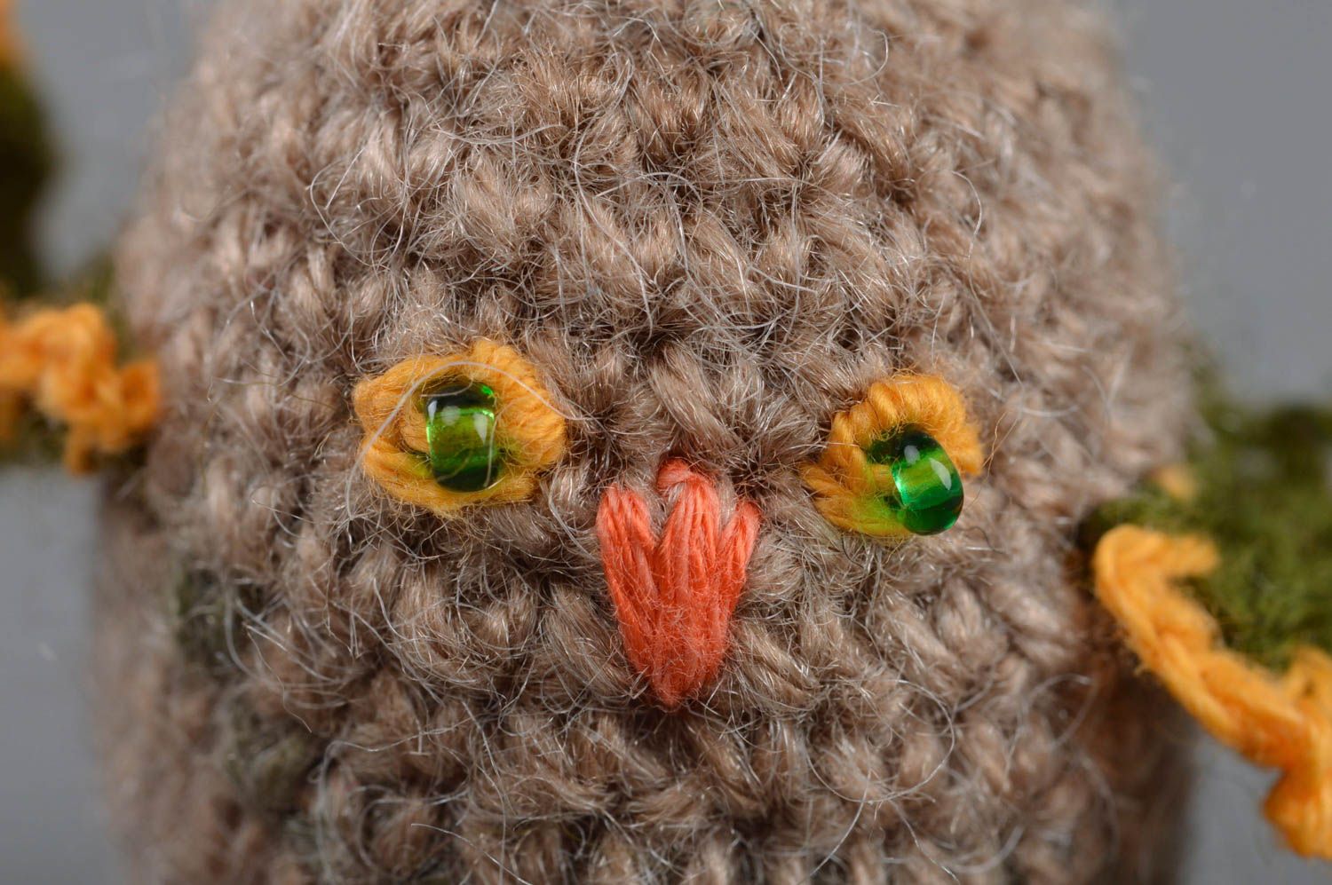 Unusual tiny handmade designer soft toy crocheted of half-woolen threads photo 2