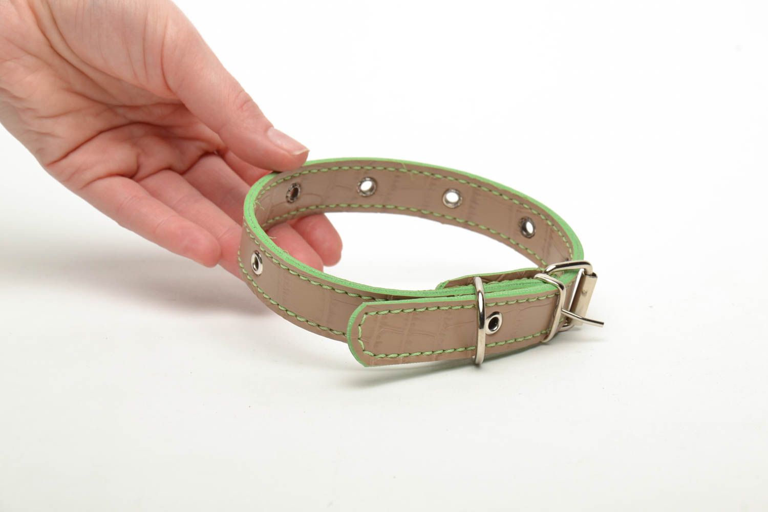 Artificial leather dog collar photo 5