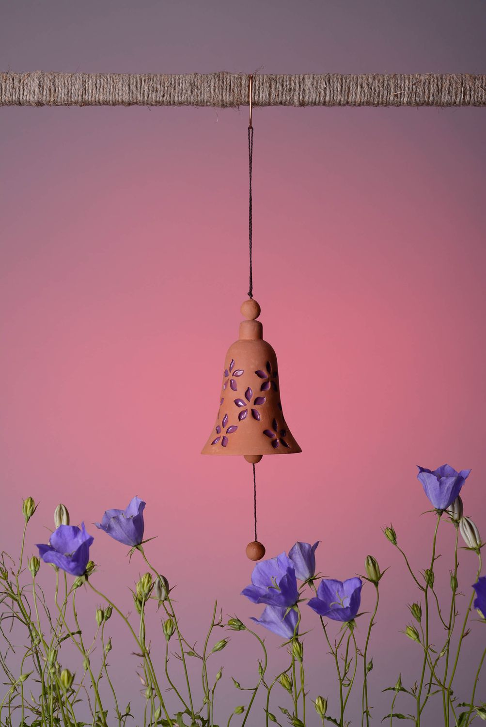 Cloche décorative décorée de fleurs violet  photo 5