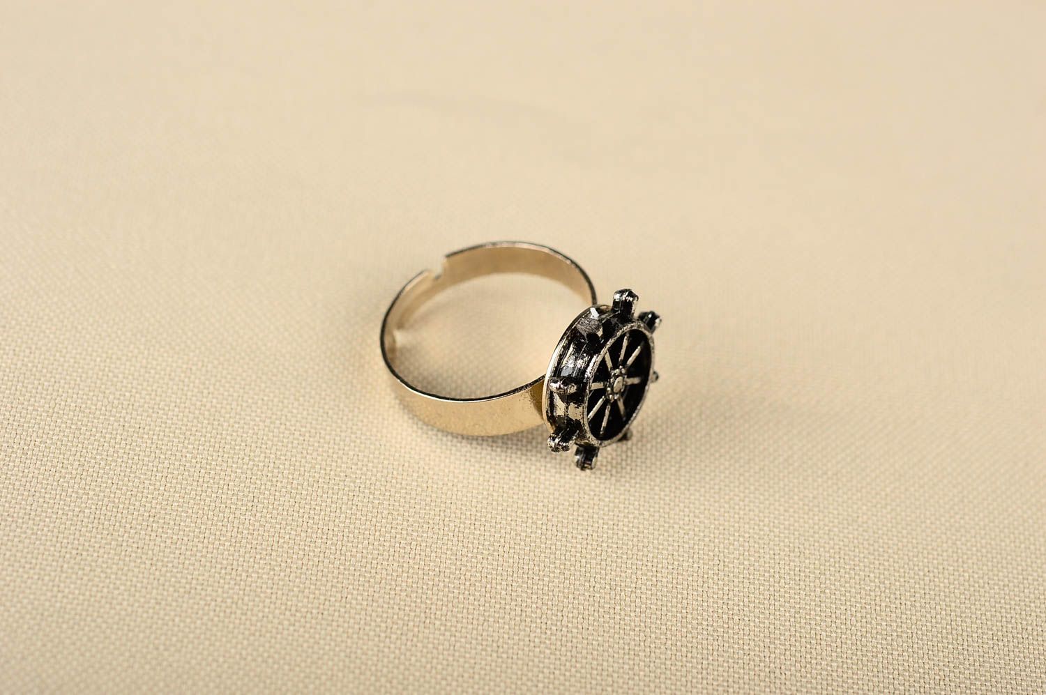 Кольцо ручной работы кольцо из металла с морским штурвалом модное кольцо фото 1