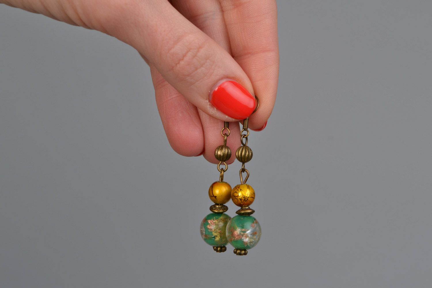 Collier et boucles d'oreilles faits main en verre et céramique bijoux pour femme photo 4