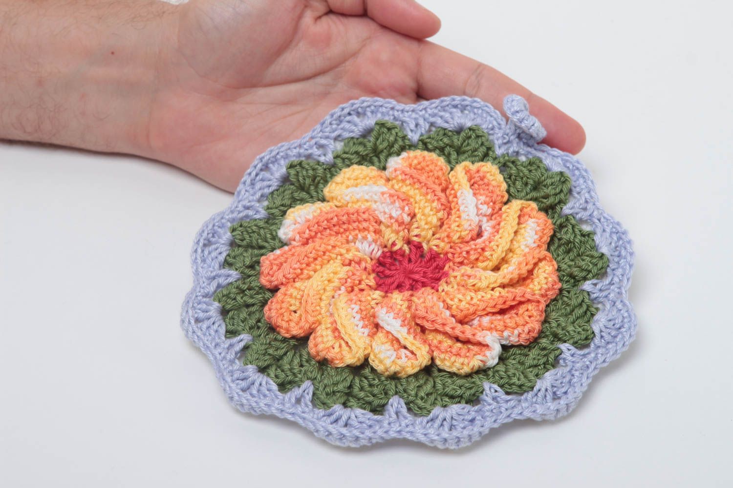 Bright handmade pot holder beautiful crochet potholder cooking tools gift ideas photo 5