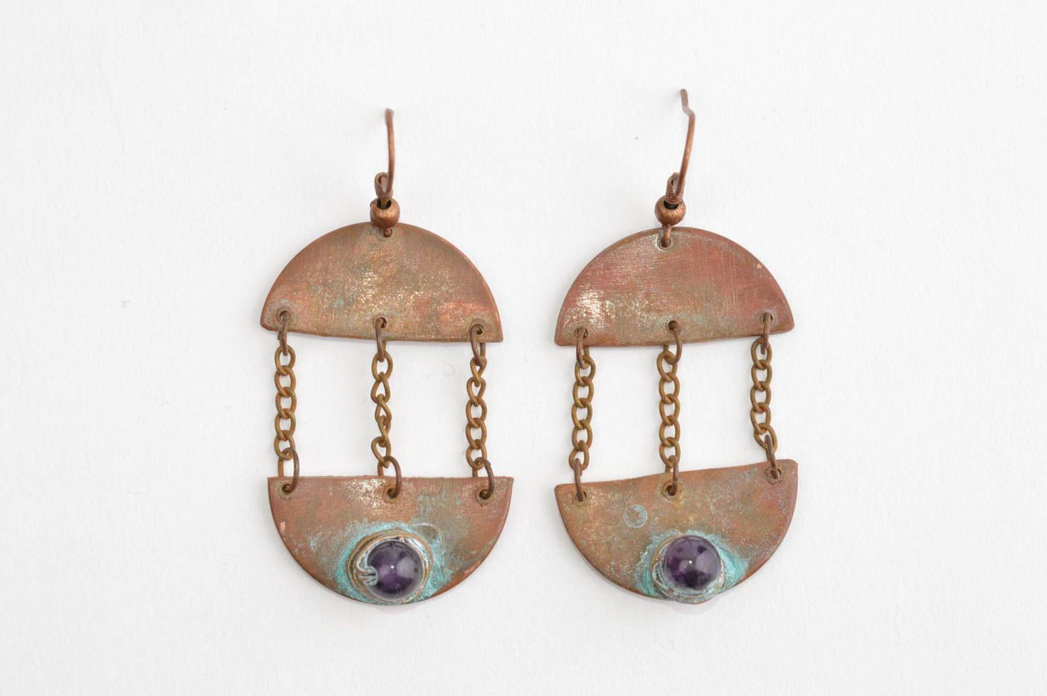 Handmade accessory copper earrings designer earrings unusual gift ideas photo 2