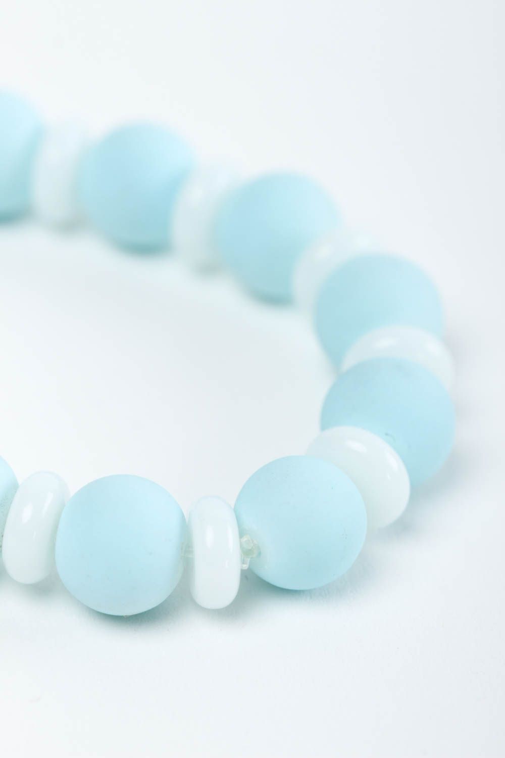 Bracelet bleu pastel Bijou fait main en perles céramiques Cadeau pour femme photo 4