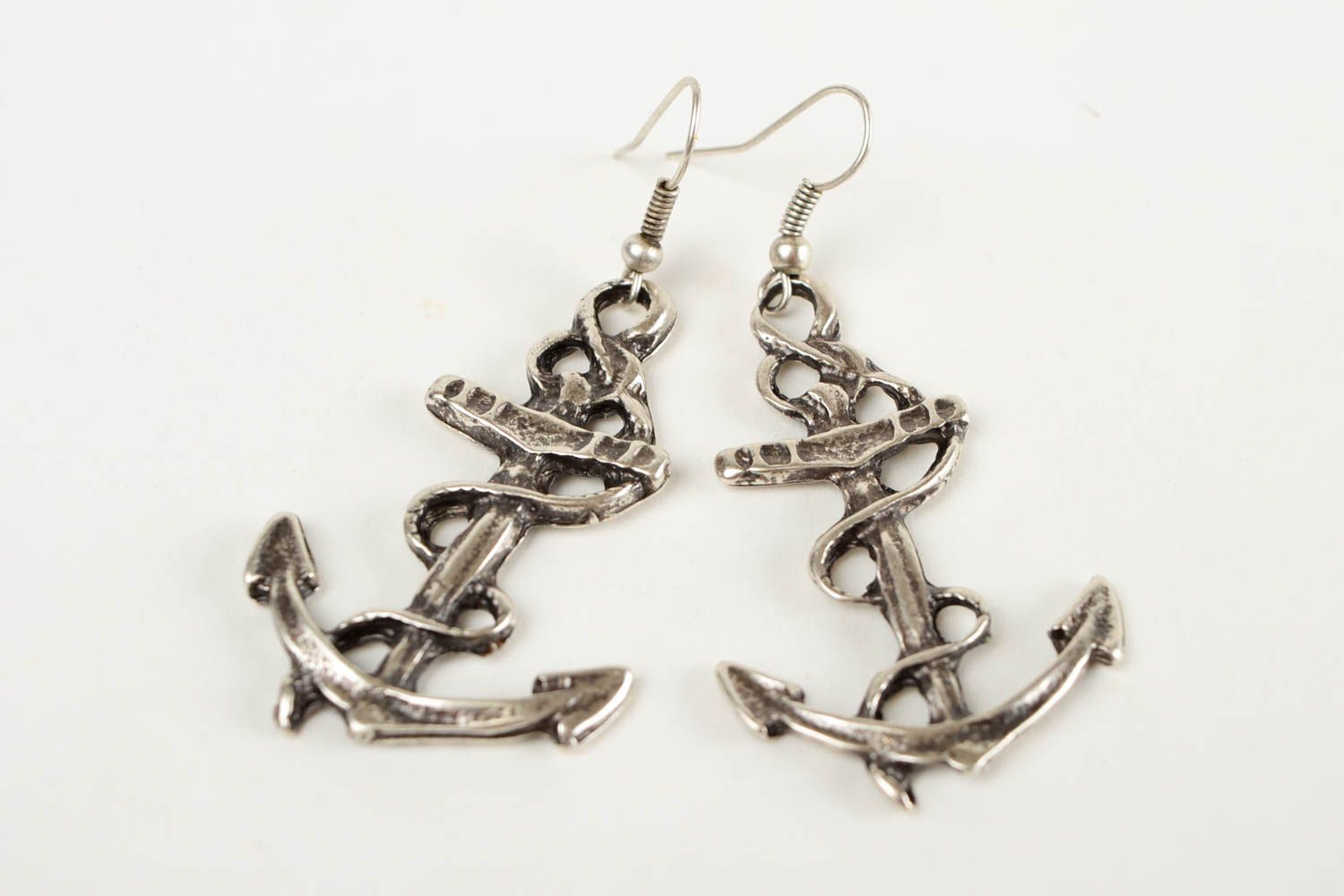 Long metal earrings anchor hand crafted woman accessories fashion designer photo 4