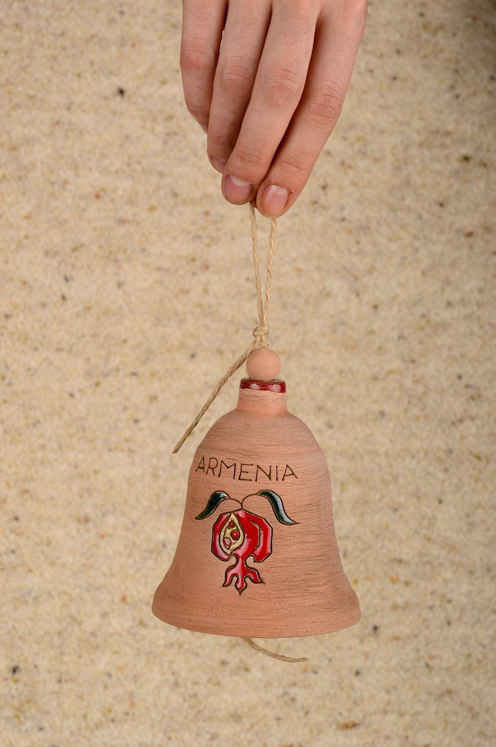 Unusual ceramic bell handmade souvenir made of clay stylish home decor photo 5