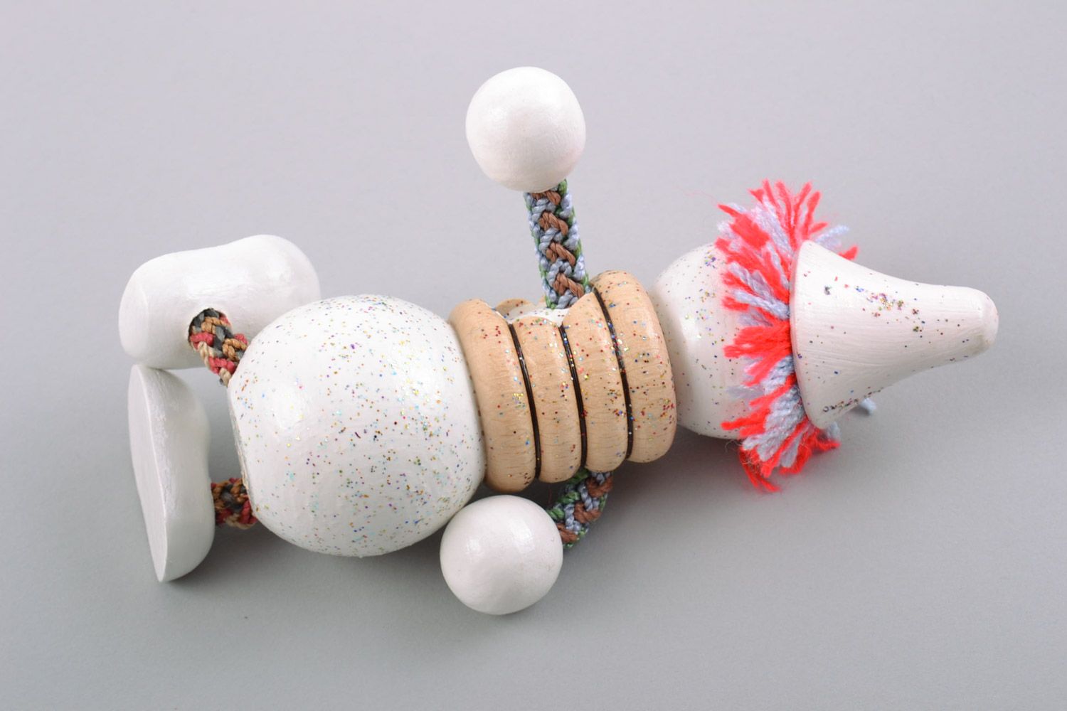 Деревянная игрушка снеговик с росписью ручной работы детская оригинальная фото 4