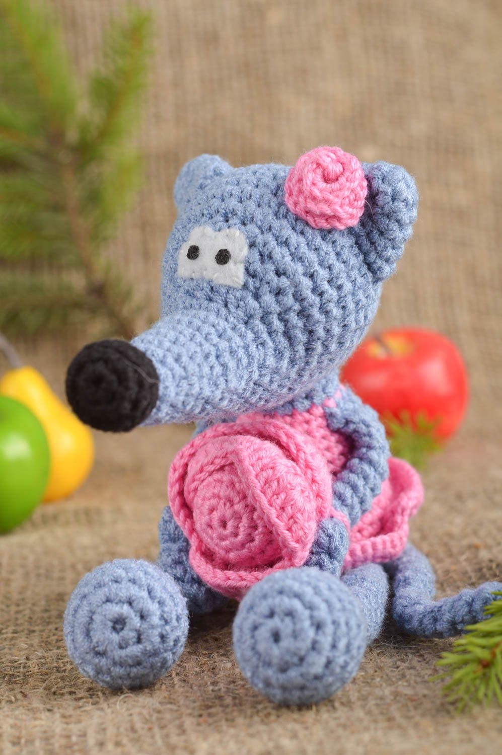 Handmade crocheted toy baby soft toycrocheted mouse toy design crocheted toys   photo 1