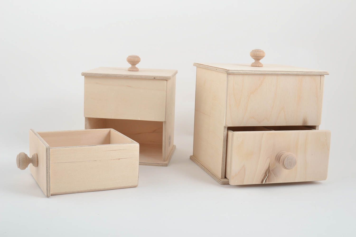 Boîtes en bois fait main 2 Coffrets en bois Décoration maison simples à orner photo 3