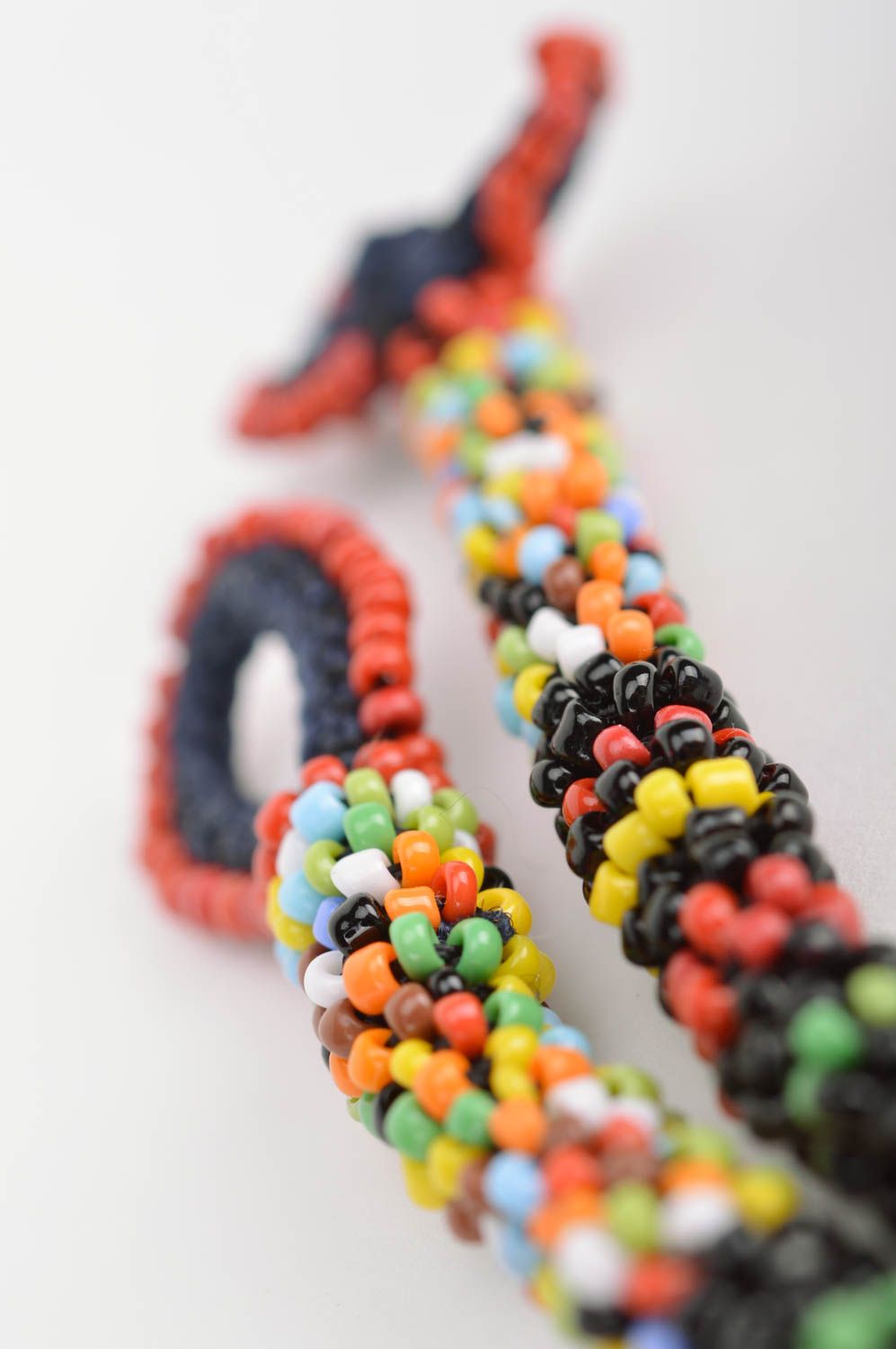 Collier en perles de rocaille chinoises fait main multicolore original long photo 4