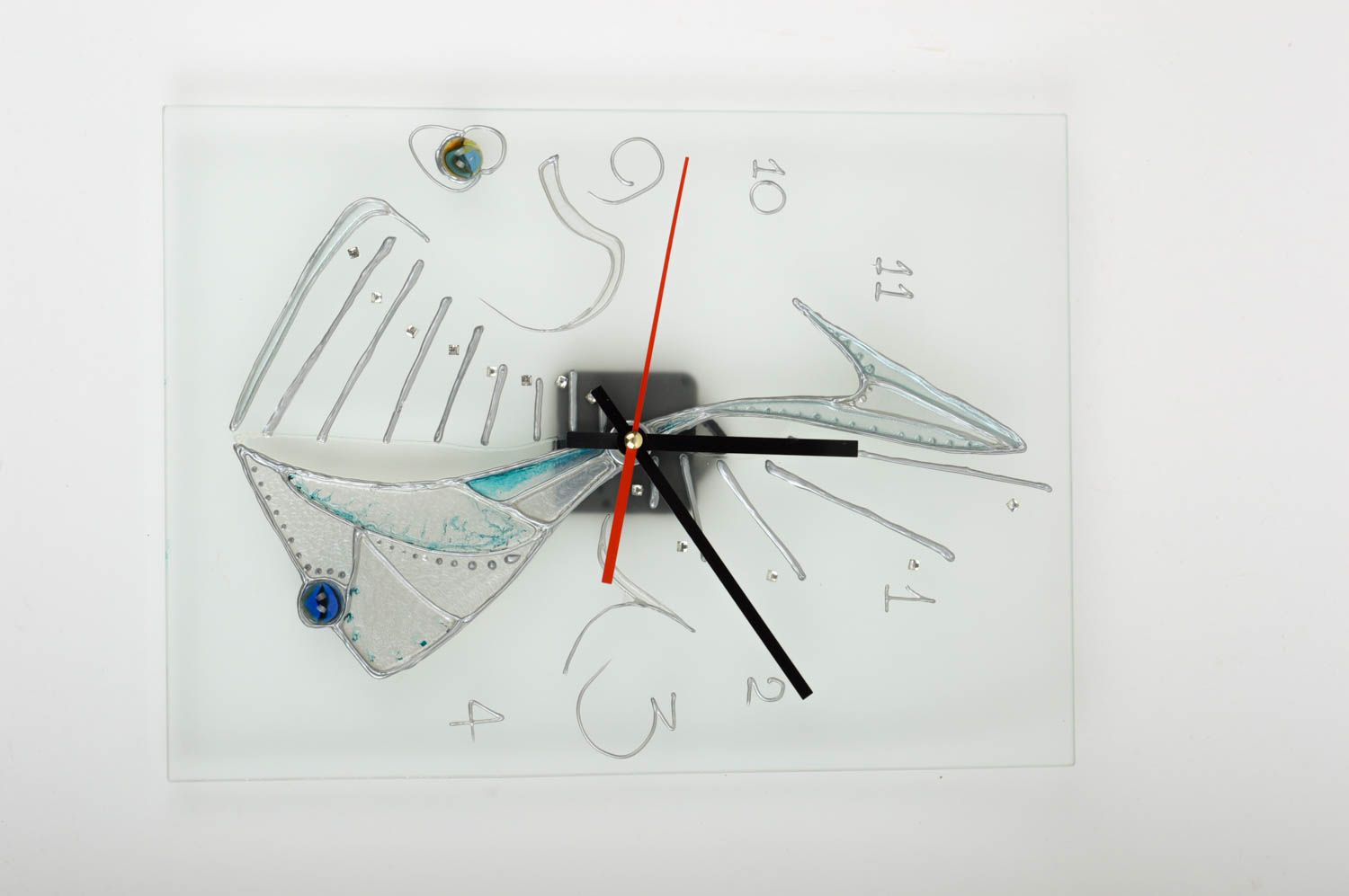 Horloge murale fait main Horloge déco en verre transparent Accessoire maison photo 1