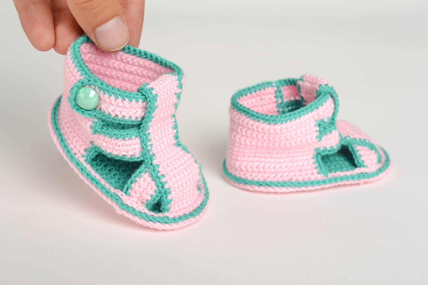 Chaussons bébé fait main Nu-pieds enfant Chaussures bébé tricot au crochet fille  photo 2
