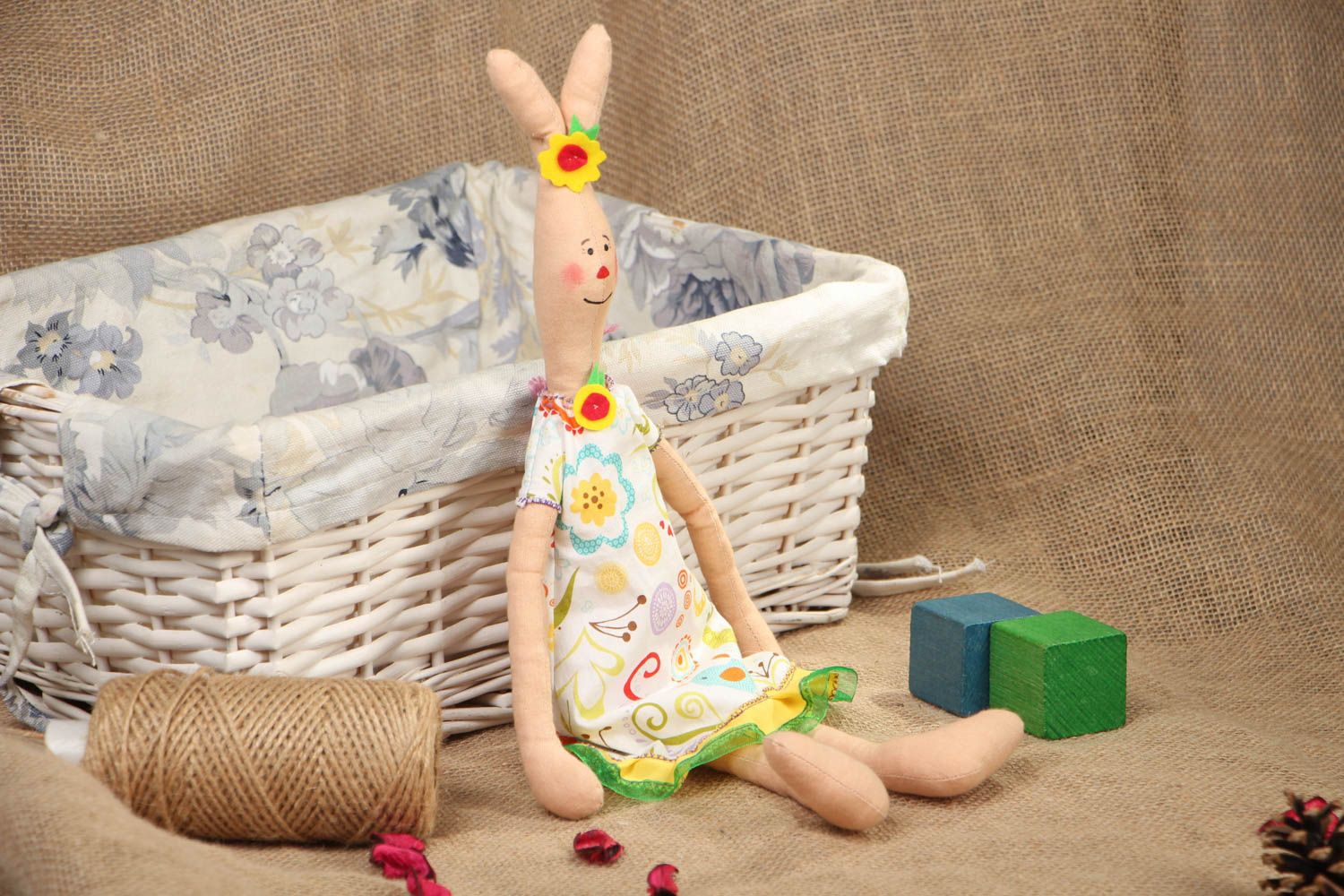 Мягкая игрушка текстильная кукла ручной работы Заяц фото 5
