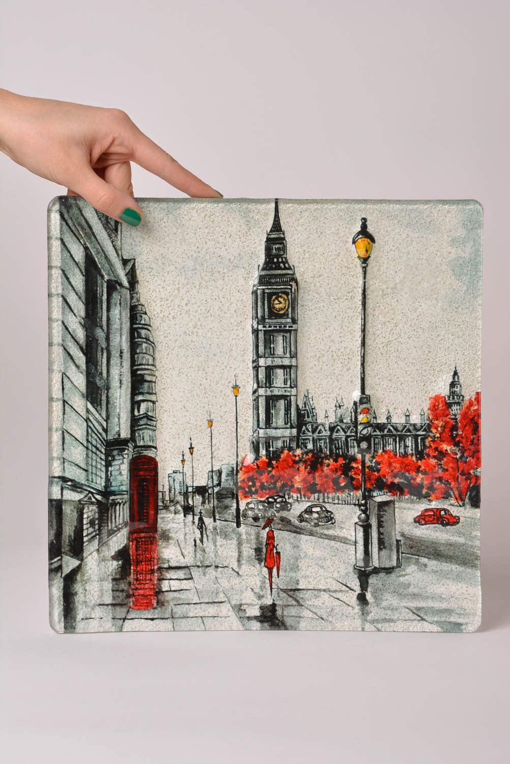 Stylish handmade wall plate glass art wall hanging decorative use only photo 2