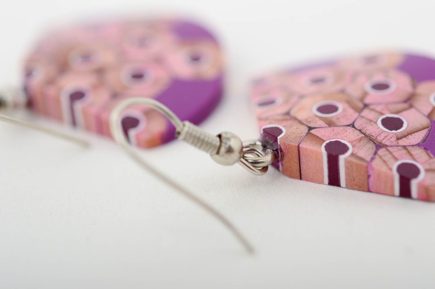 Boucles d'oreilles fait main Bijou fantaisie violettes design Accessoire femme photo 5