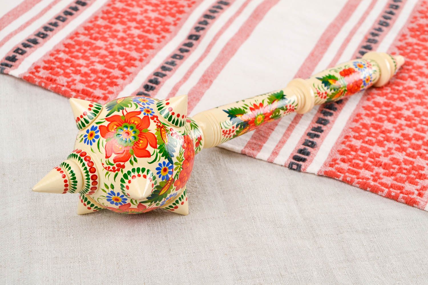 Handmade souvenir weapon stylish ethnic present wooden mace for decorative use photo 1