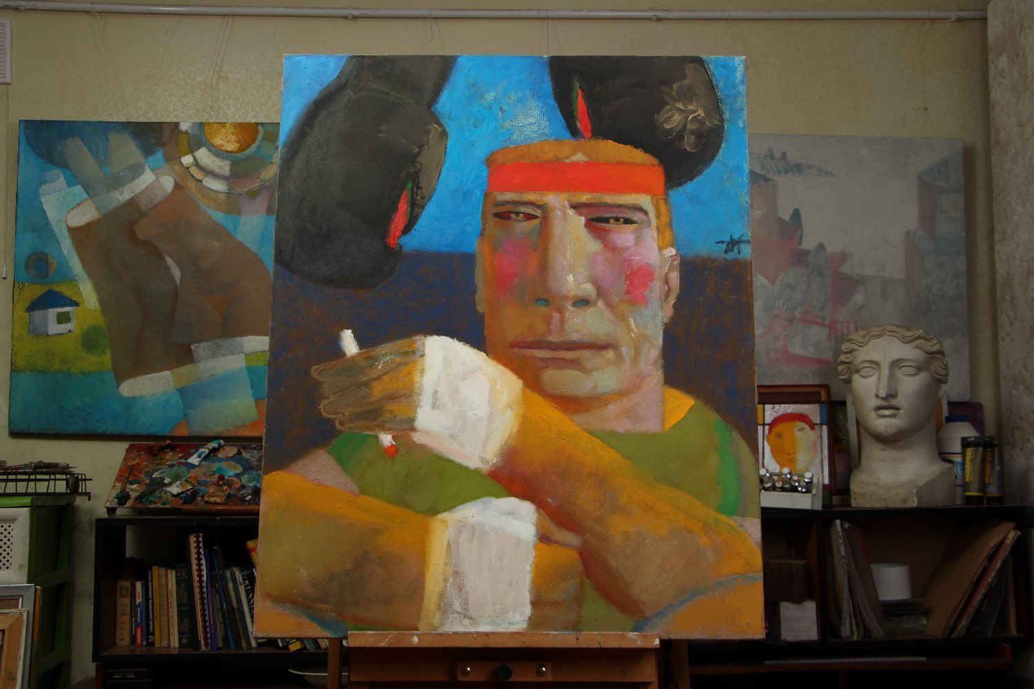 A pintura a óleo no estilo de figurativo lutador foto 1