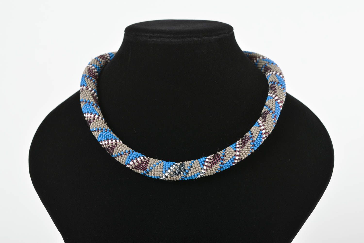 Handmade beaded cord necklace stylish for women large beautiful accessory photo 2