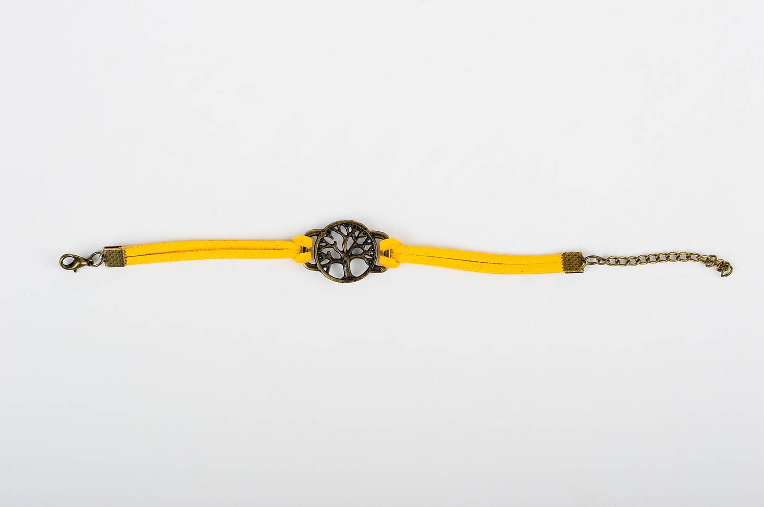 Кожаный браслет хэнд мэйд браслет на руку желтый яркий украшение из кожи фото 1