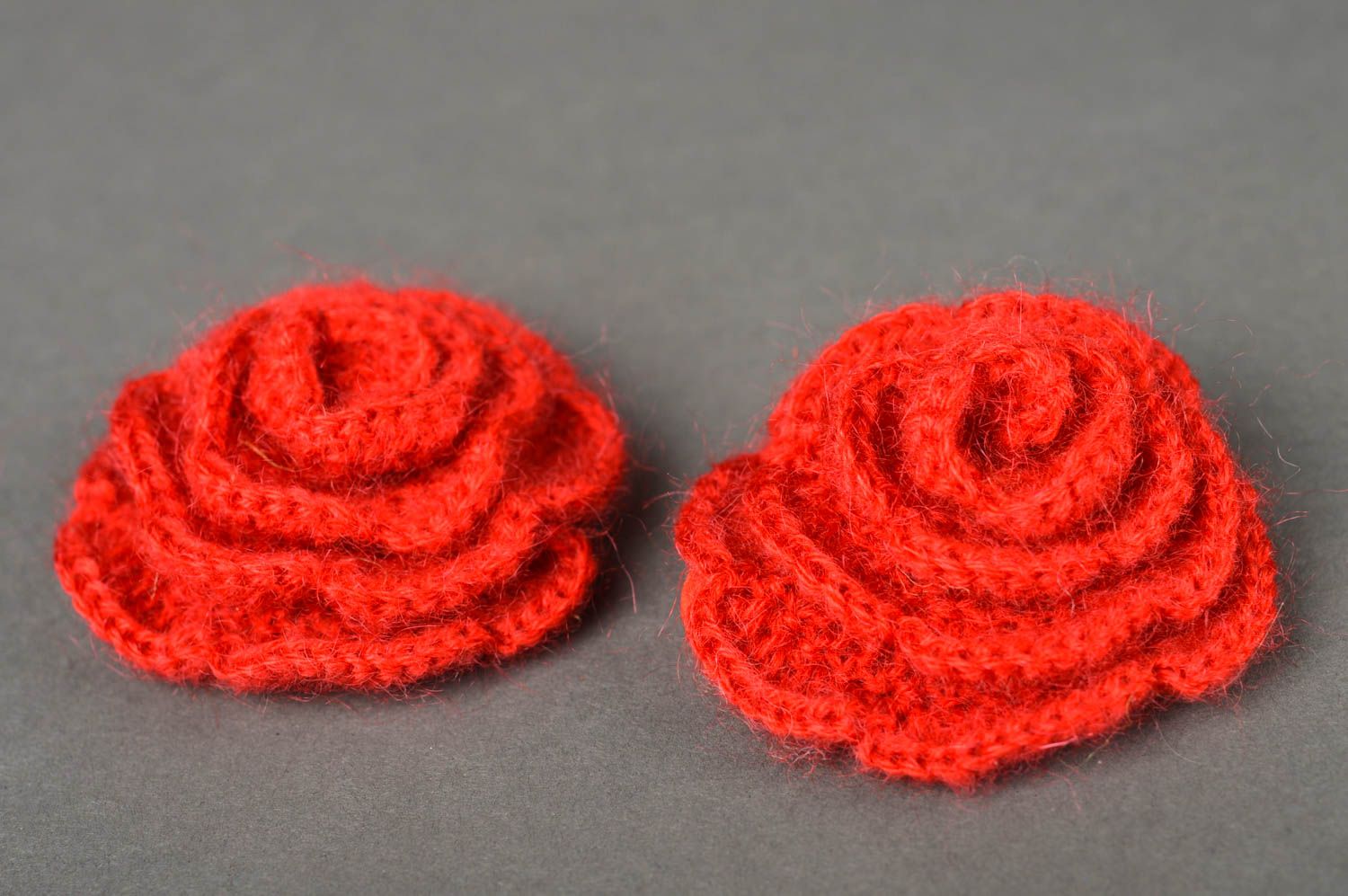 Elastici per capelli con fiori di lana fatti a mano due elastici a maglia
 foto 2