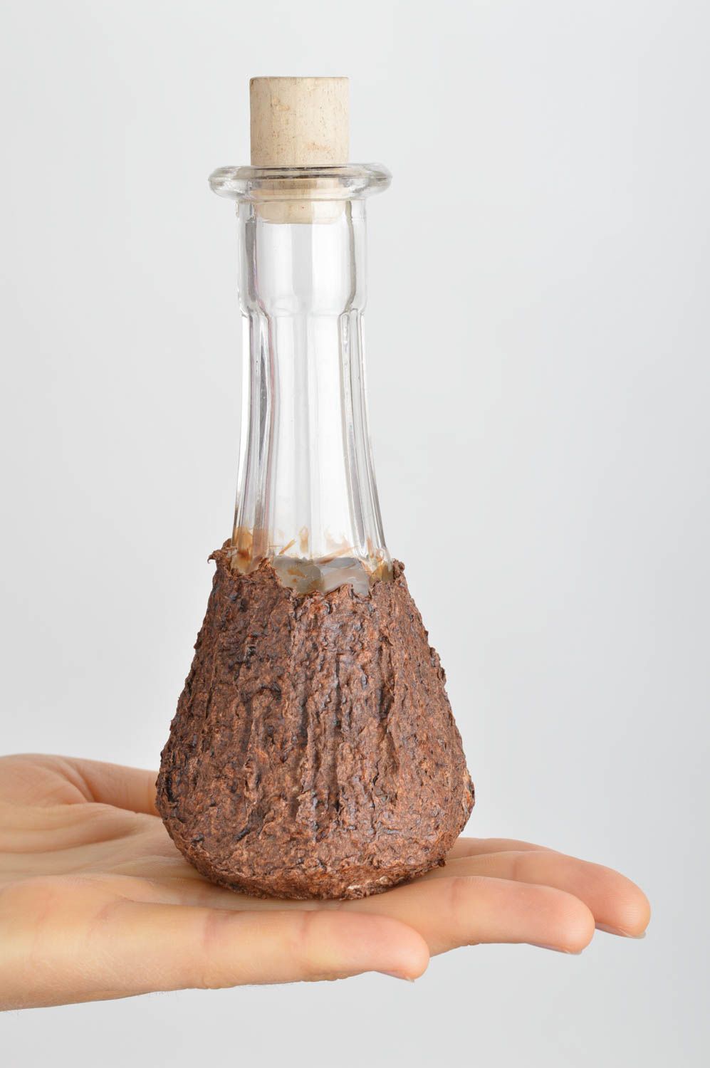 Glass handmade bottle unusual designer bottle handmade kitchenware 50 ml photo 2