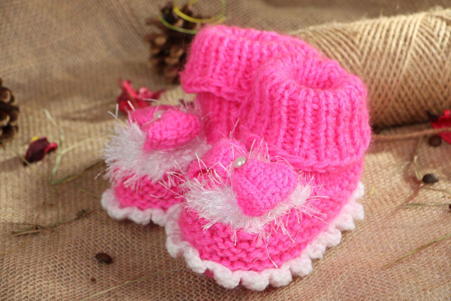 Homemade pink baby booties photo 5