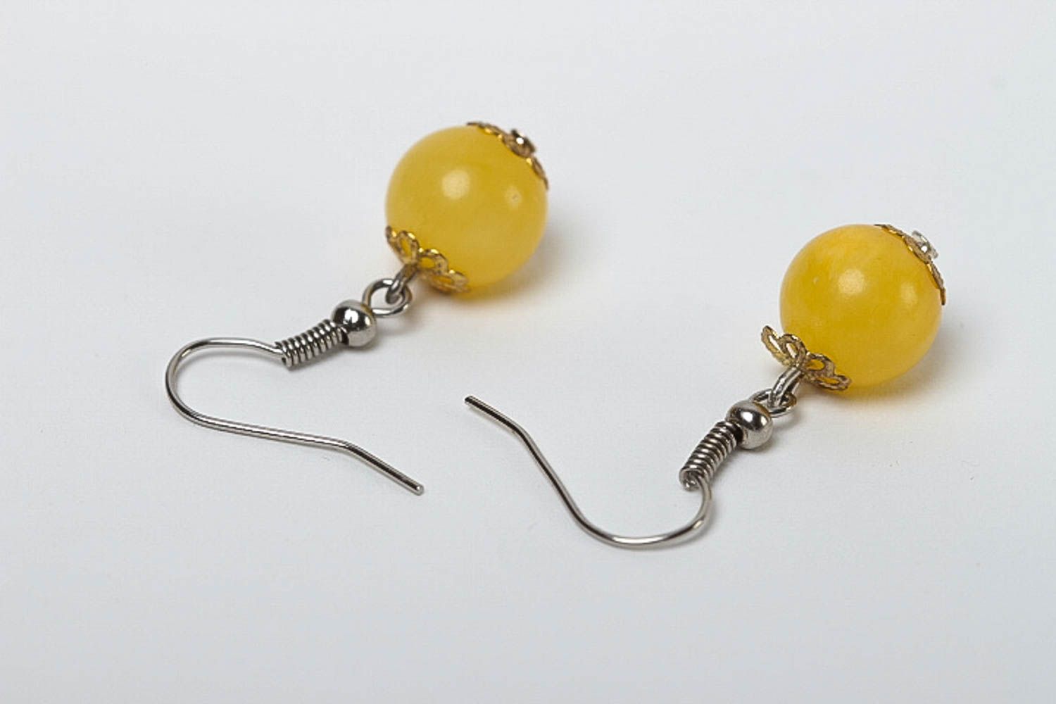 Handmade Ohrringe Perlen Ohrhänger aus Calcit Geschenk für Frauen gelb  foto 4