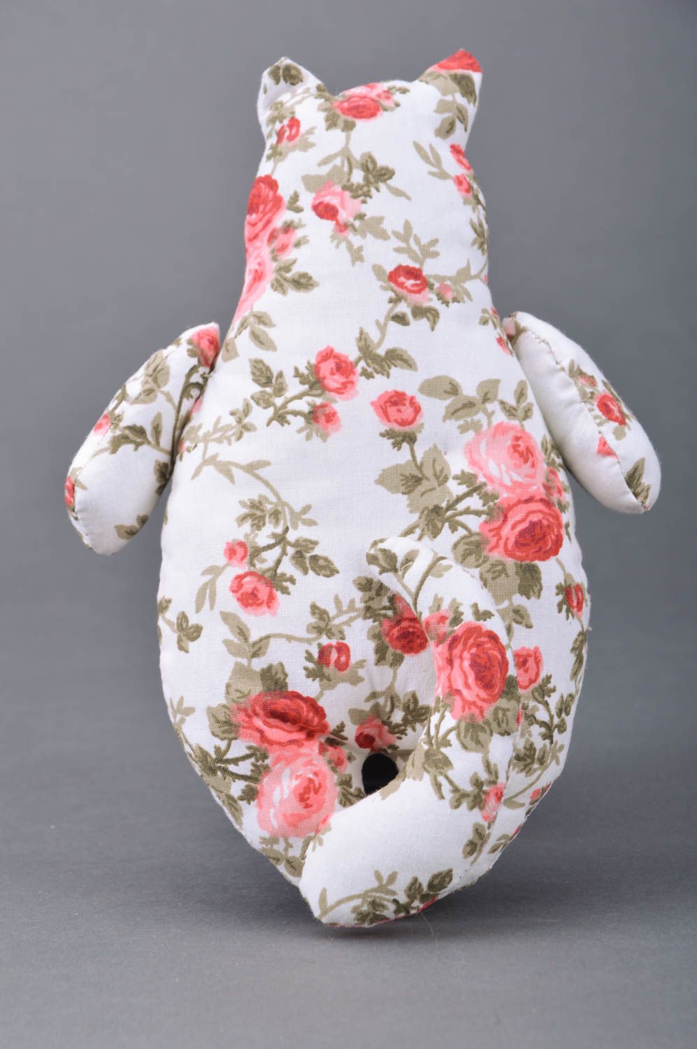 Jouet mou Chat blanc à motif floral en coton joli original fait main pour enfant photo 5
