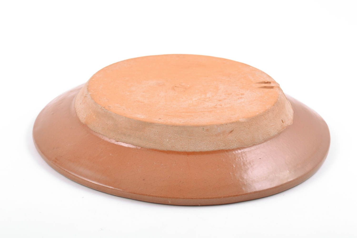 Средняя керамическая тарелка расписанная глазурью для декора дома ручной работы фото 5