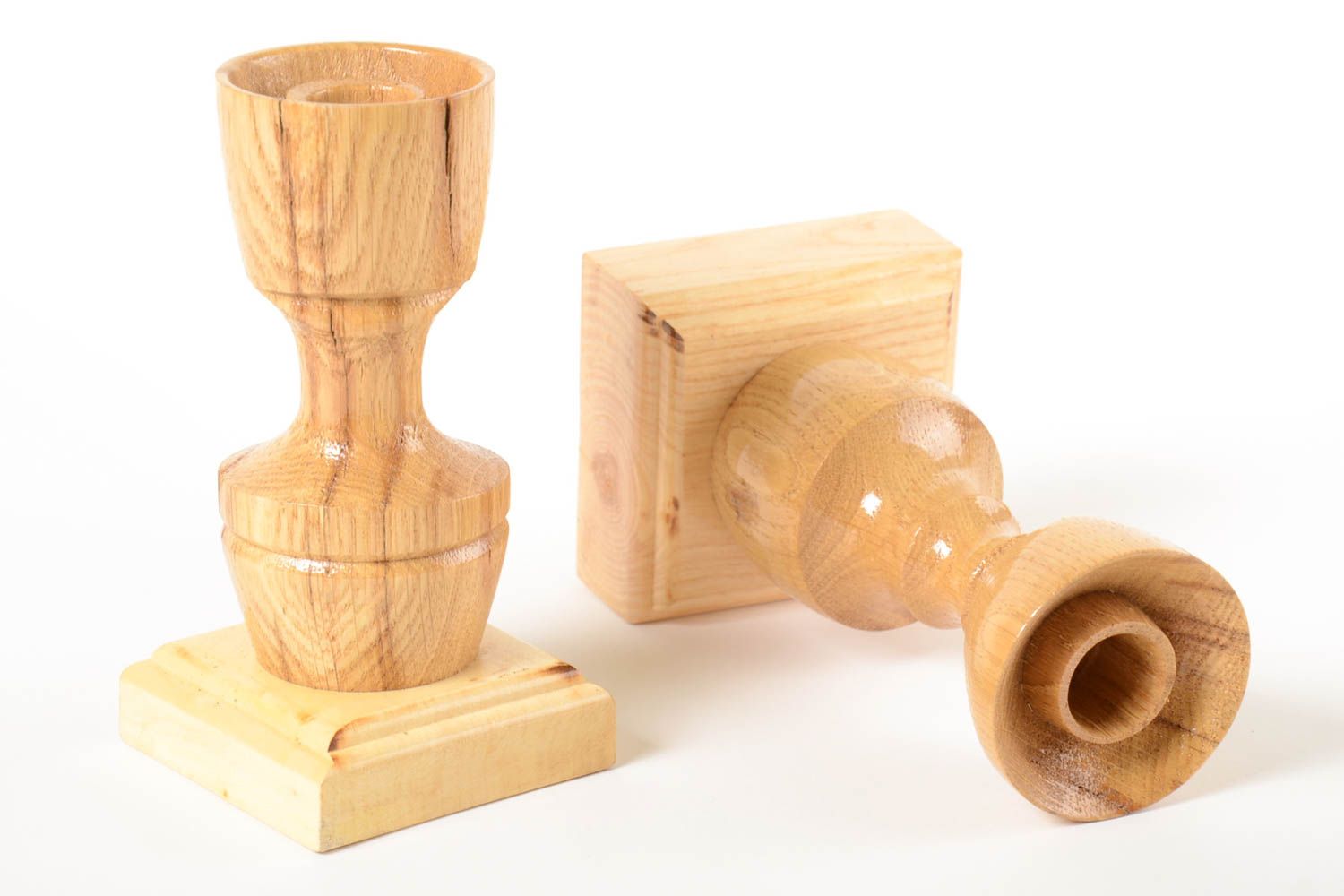 Unusual handmade wooden candlesticks 2 pieces candle holder design gift ideas photo 4