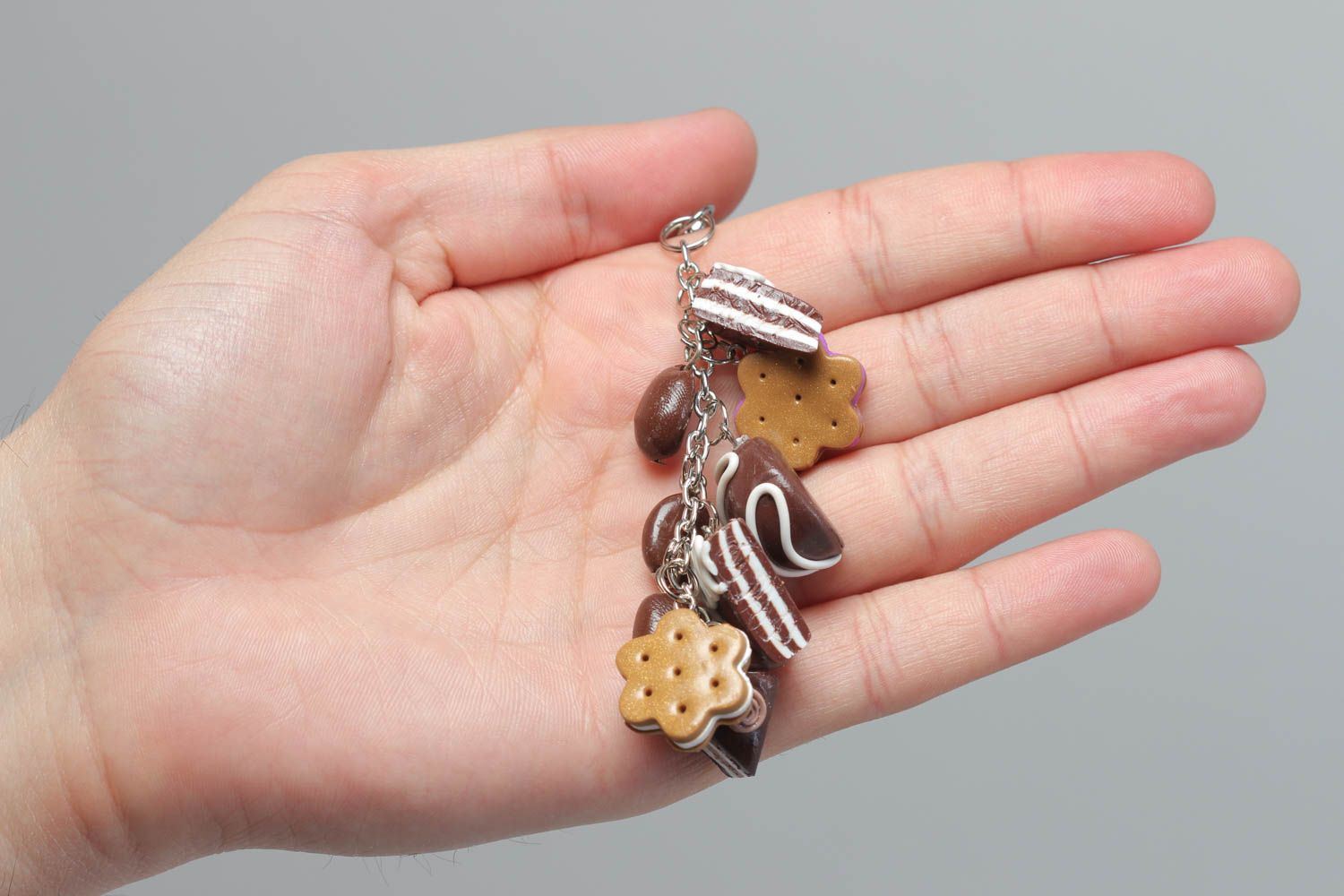 Keychain made of polymer clay unusual stylish accessories handmade souvenir photo 4