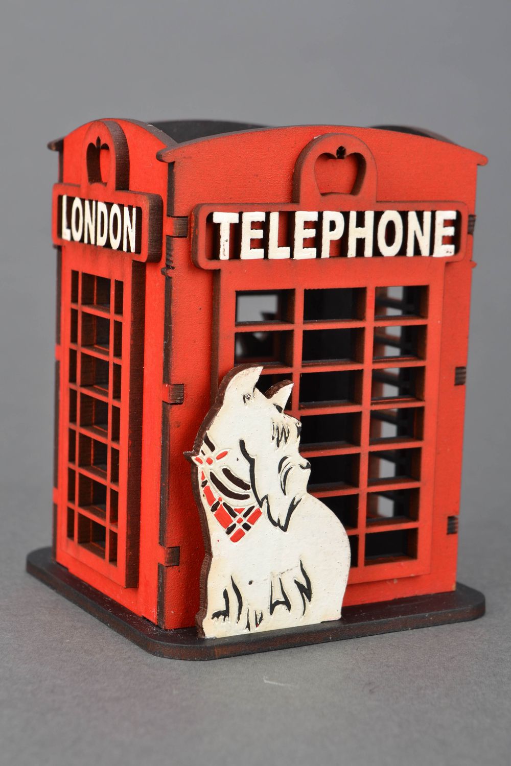 Wooden pencil holder Telephone Booth photo 3