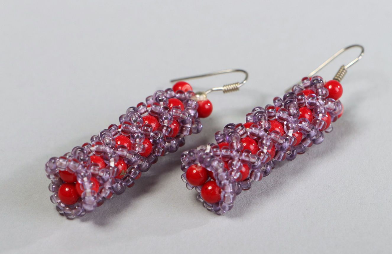 Long earrings with corals photo 2