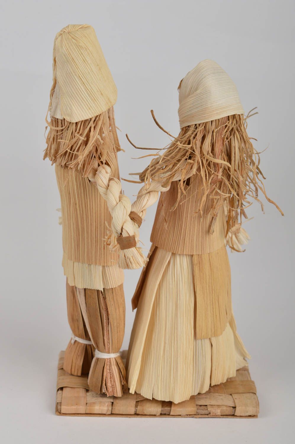 Figurines poupées ethniques 2 pièces en feuilles de maïs écologiques originales photo 3