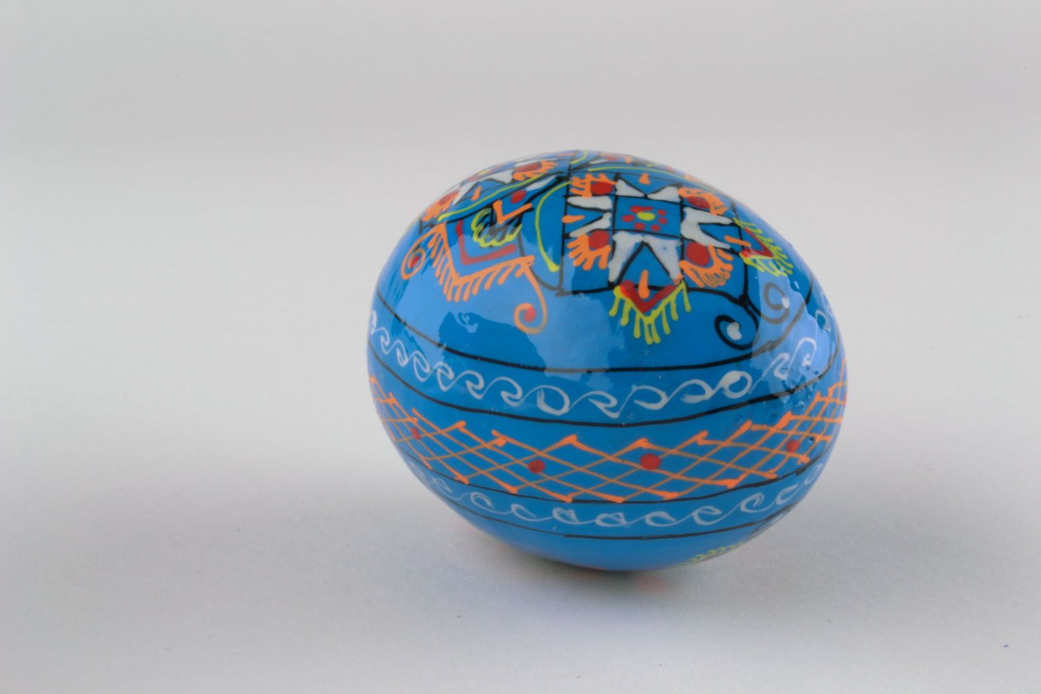 Голубое пасхальное яйцо с росписью  фото 3