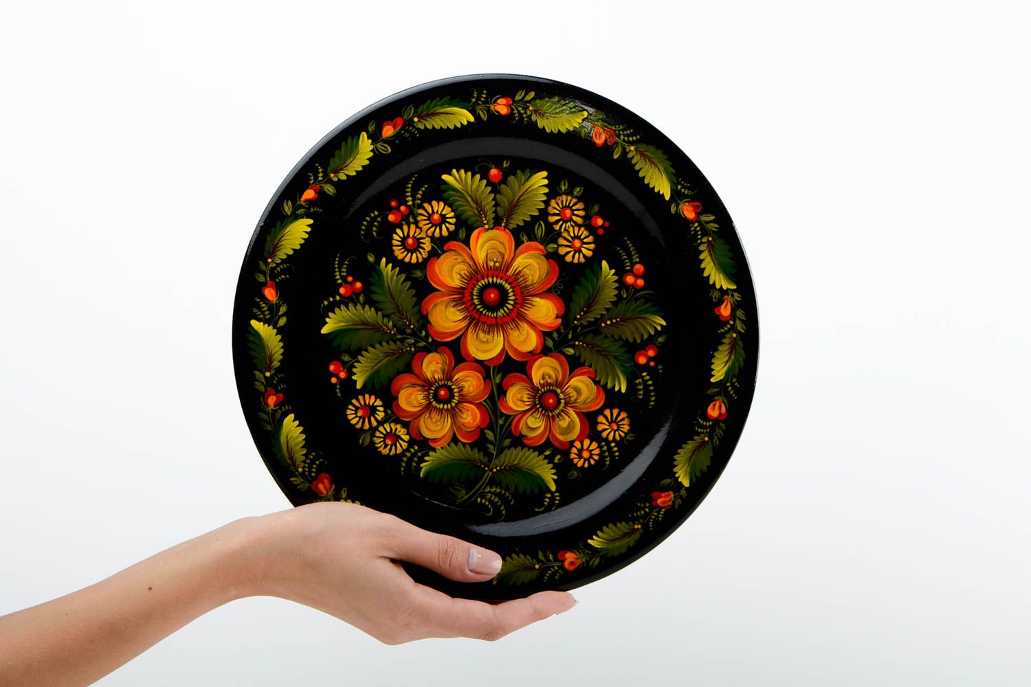 Assiette décorative fait main Vaisselle déco noire avec ornements Déco ethnique photo 2